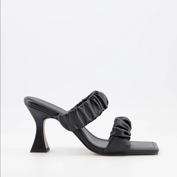 Asos Design Harling Square Toe Ruched Mid Heel Sandals - Picture 1 of 5